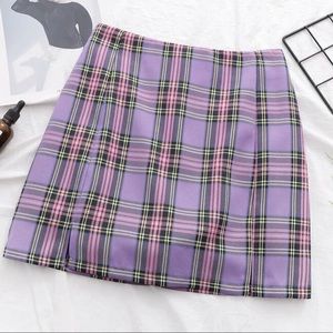Multi Color Mini Plaid Skirt
